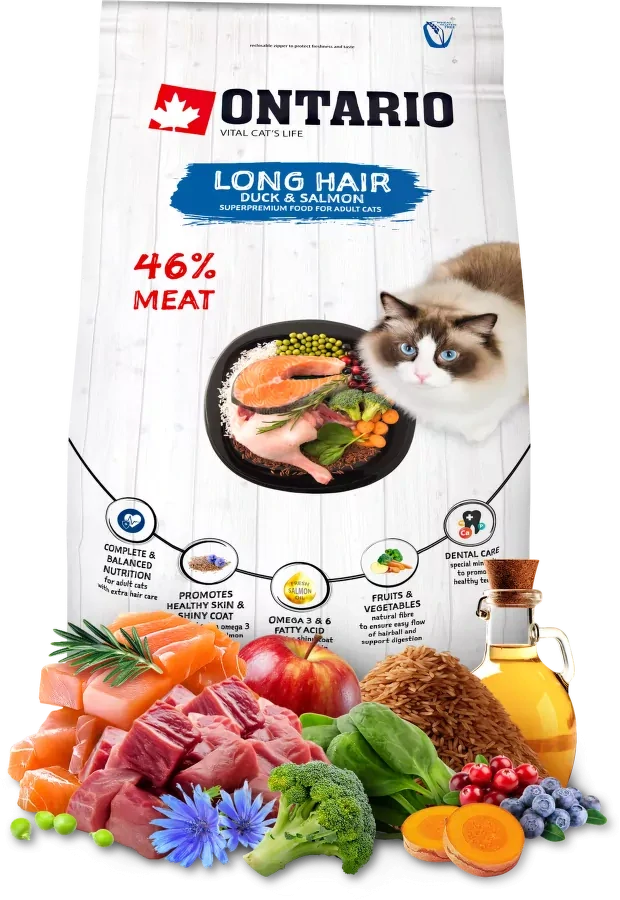 ONTARIO Cat Long Hair Duck & Salmon, 2kg